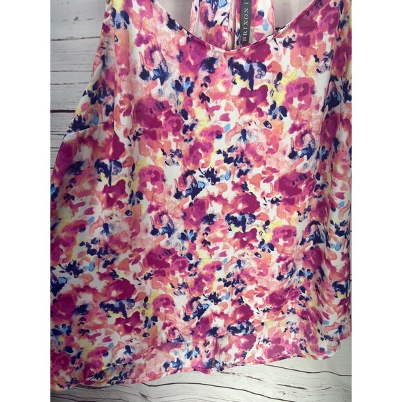 Brixon Ivy Pink Blue Floral Print Size Medium Tank Top - Picture 3 of 6